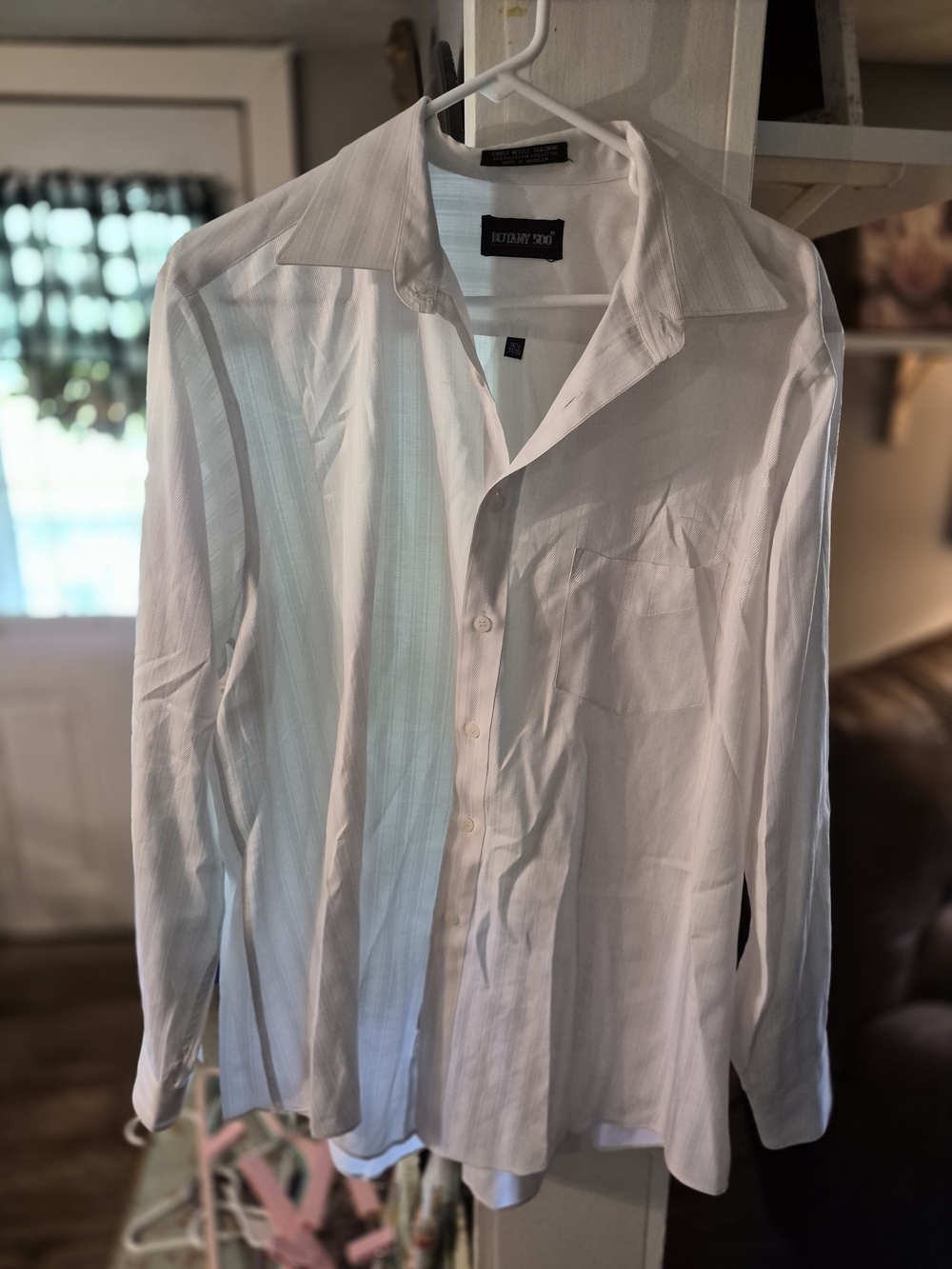 vintage white long-sleeve button-up dress shirt from Botany 500.